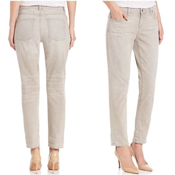 Eileen Fisher Denim - •SOLD•EILEEN FISHER Washed Light Gray Mid-Rise Ankle-Length Tapered Leg Jeans 14